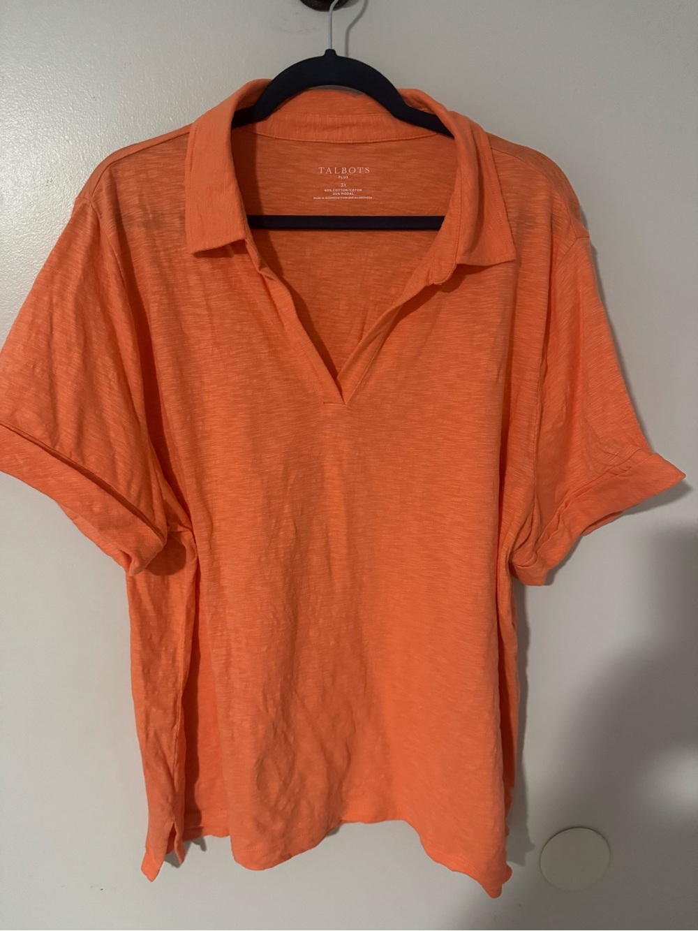 Talbots Plus Women’s 3XL Coral Polo Short Sleeve Shirt EUC